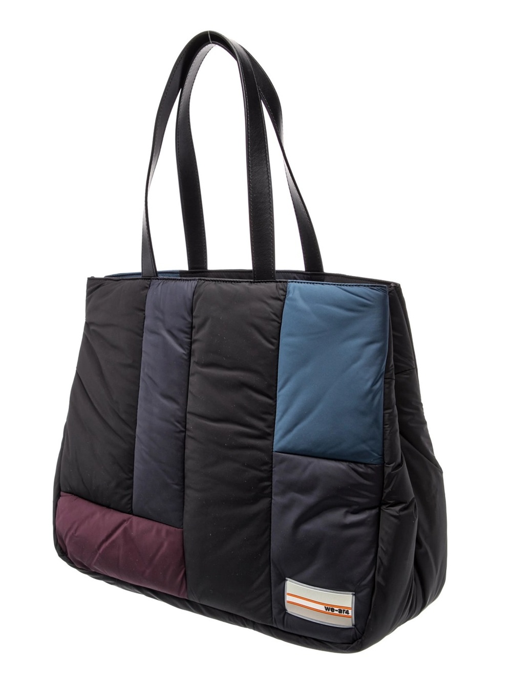 New We-Ar4 The Excess Nylon Quilted Puffy Tote Bag Black Colorblock - Picture 2 of 13